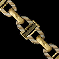 18K Two-tone Gold Estate Fancy Textured Link Bracelet