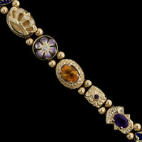14K Yellow Gold Estate Gem-Set Slide Bracelet