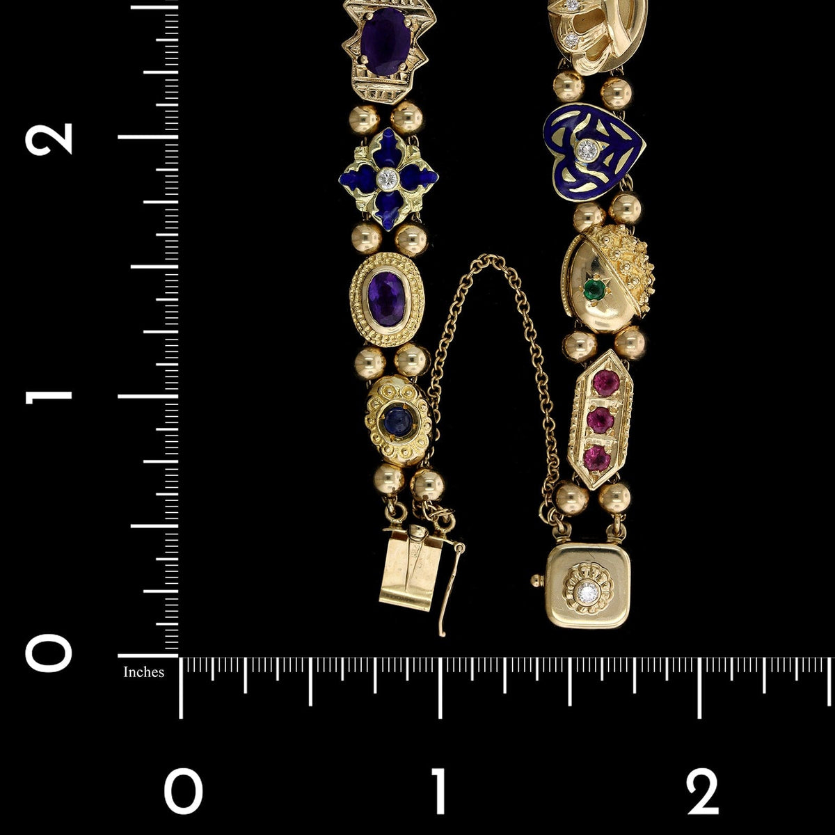 Late 1800s Slide Bracelet, Mixture Of 14K, 10K, And Gold Filled Charms –  Yarnal Jewelers