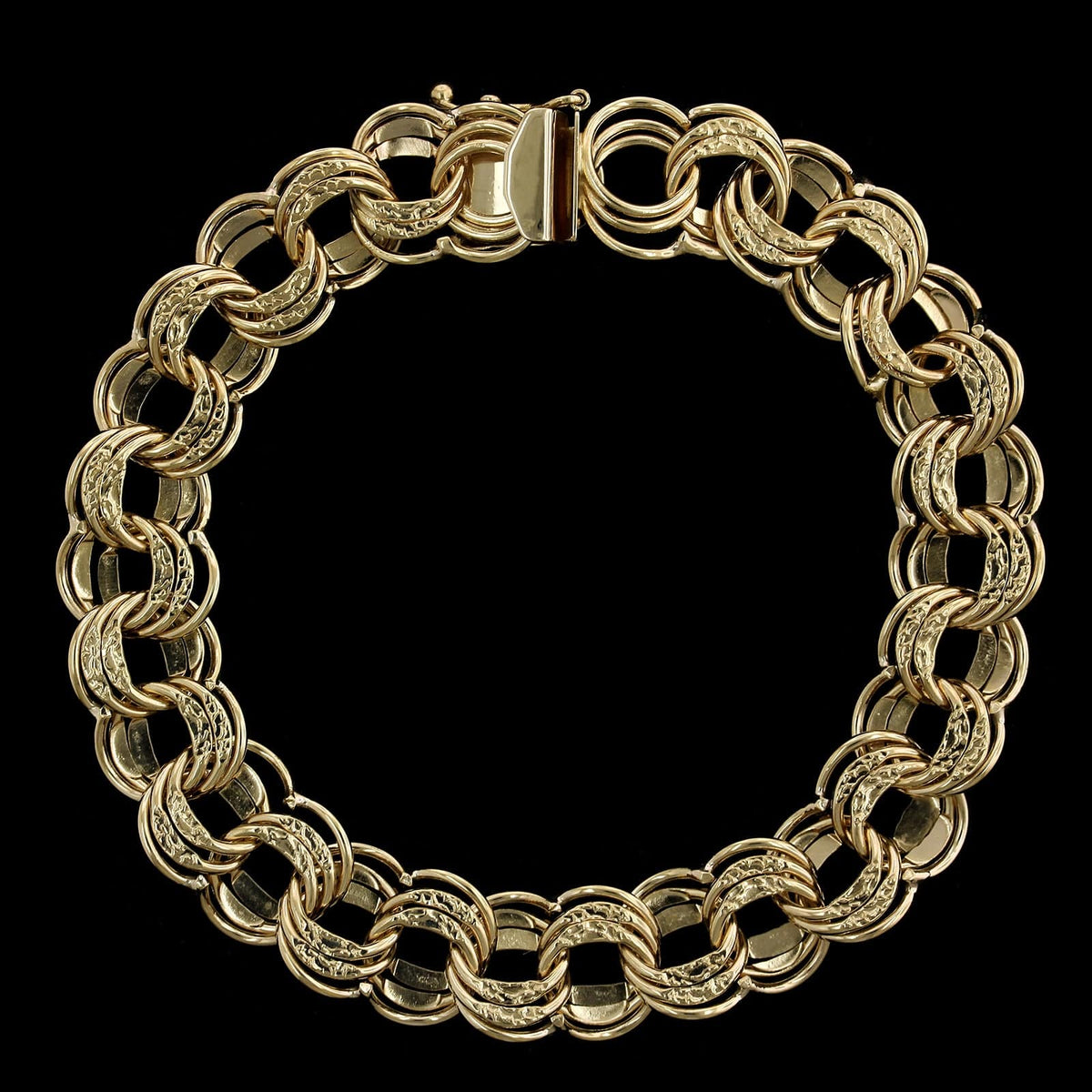 14K Yellow Gold Estate Triple Link Charm Bracelet
