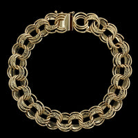 14K Yellow Gold Estate Triple Link Charm Bracelet