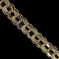 14K Yellow Gold Estate Triple Link Charm Bracelet