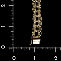 14K Yellow Gold Estate Triple Link Charm Bracelet