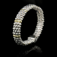 Lagos Sterling Silver and 18k Yellow Gold Estate Caviar Station Bracelet