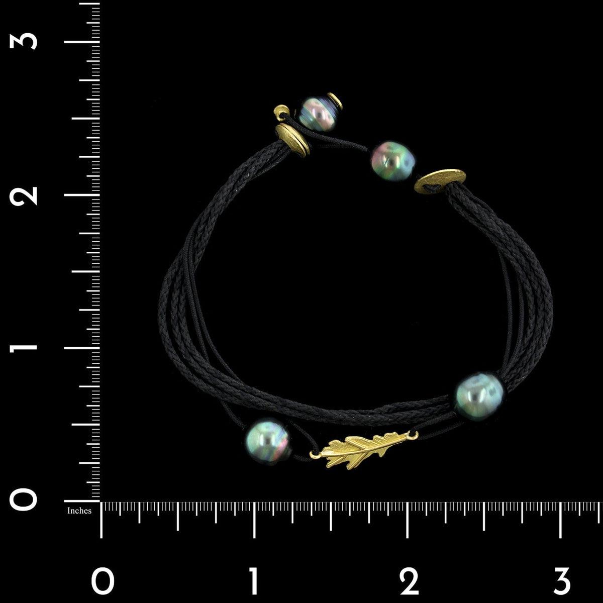 Lene Vibe 18K Yellow Gold Estate Cultured Tahitian Pearl Leaf Bracelet