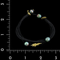 Lene Vibe 18K Yellow Gold Estate Cultured Tahitian Pearl Leaf Bracelet