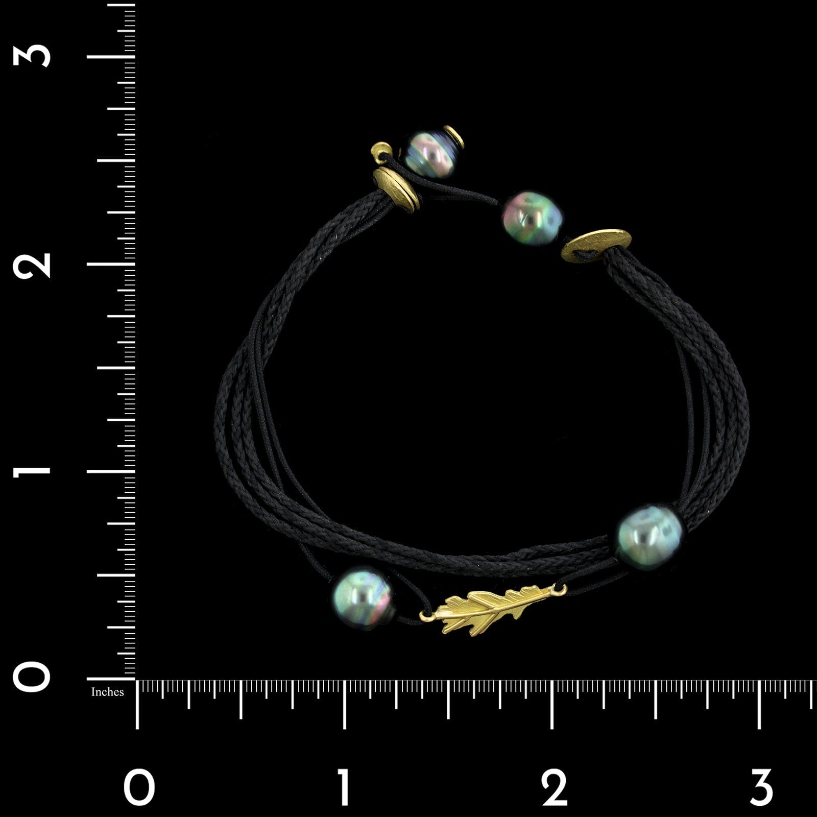 Lene Vibe 18K Yellow Gold Estate Cultured Tahitian Pearl Leaf Bracelet