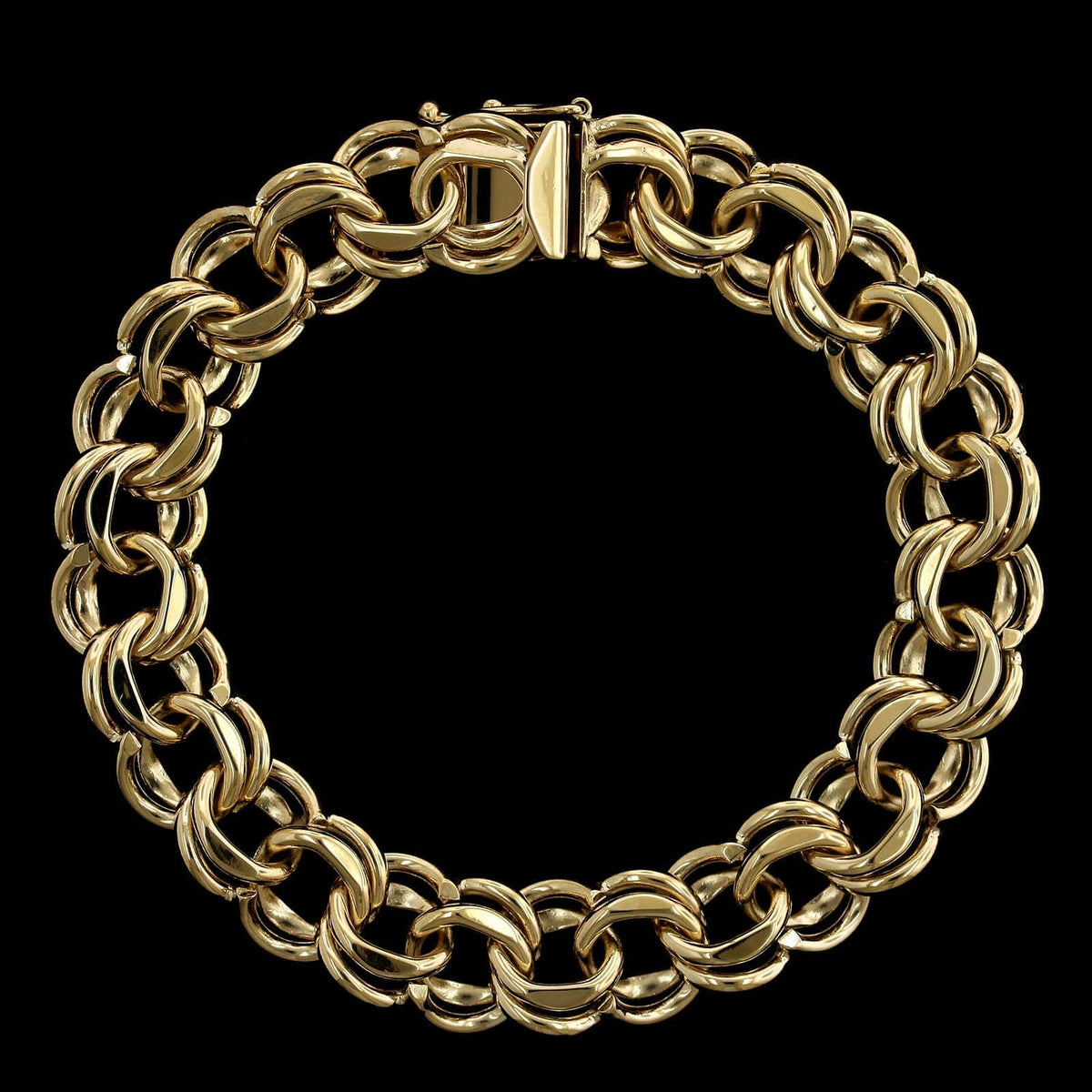 14K Yellow Gold Estate Double Link Charm Bracelet