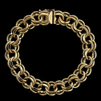14K Yellow Gold Estate Double Link Charm Bracelet