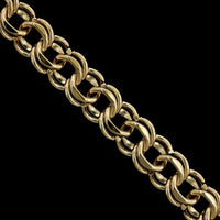 14K Yellow Gold Estate Double Link Charm Bracelet