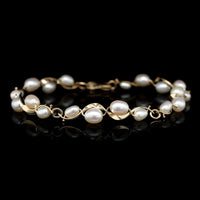 Tom Kruskal 14K Yellow Gold Estate Cultured Freshwater Pearl Ruffle Bracelet
