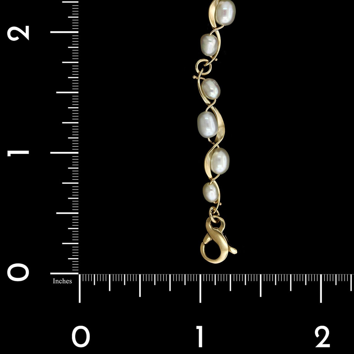 Tom Kruskal 14K Yellow Gold Estate Cultured Freshwater Pearl Ruffle Bracelet