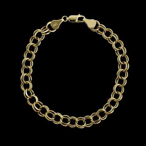 Double Link 14K Yellow Gold Chain Link Bracelet