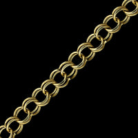 14K Yellow Gold Estate Double Link Charm Bracelet