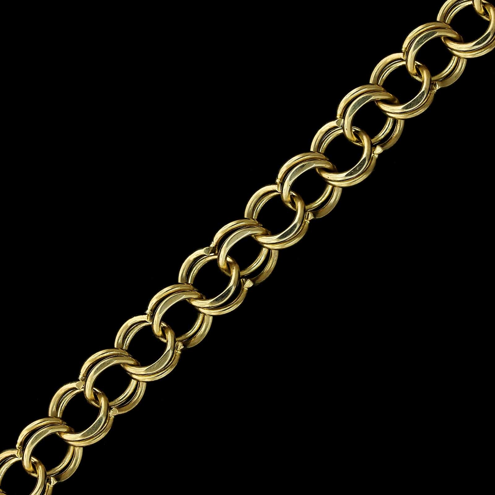 14K Yellow Gold Estate Double Link Charm Bracelet