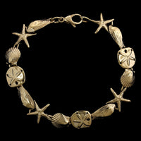 14K Yellow Gold Estate Shell and Starfish Bracelet