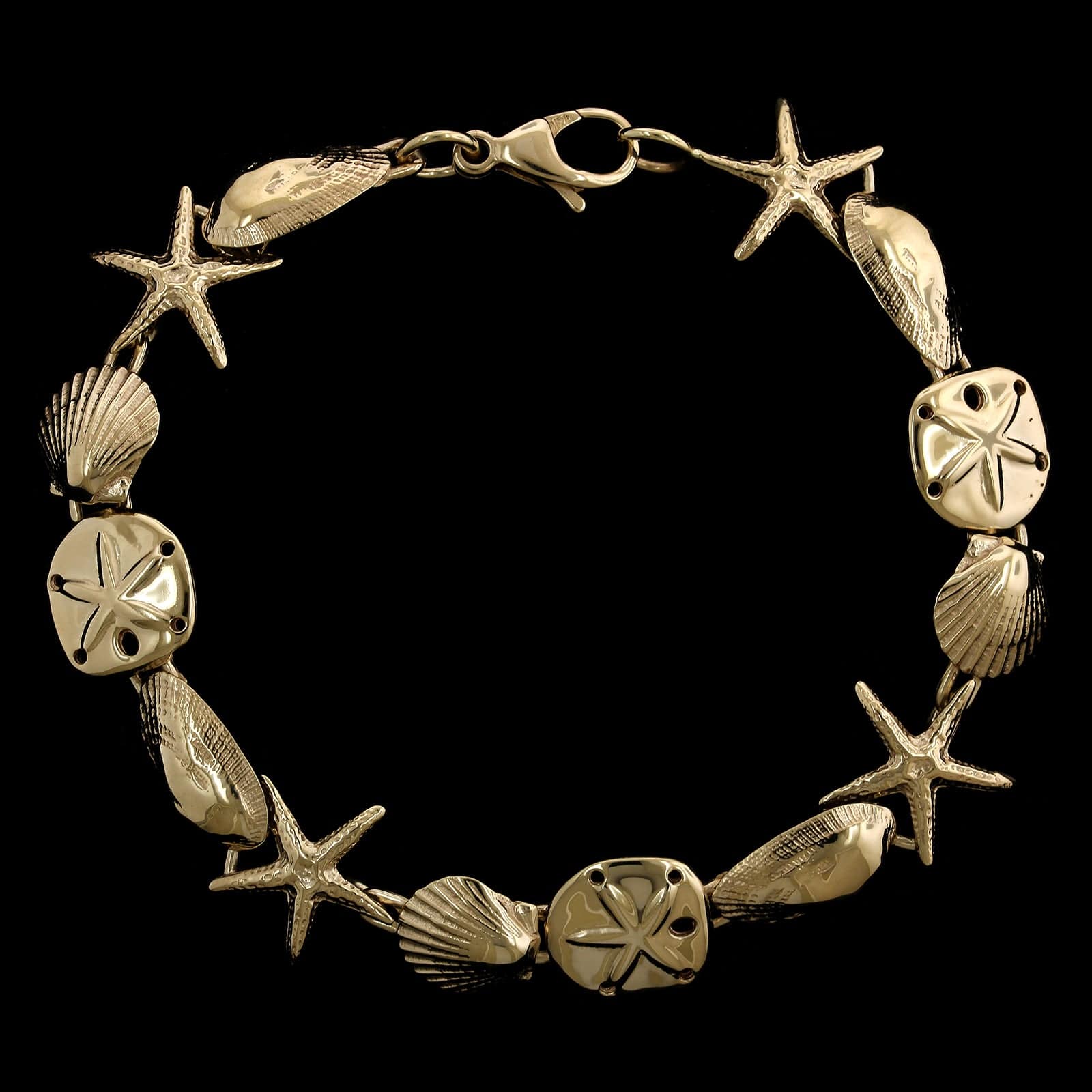 14K Yellow Gold Estate Shell and Starfish Bracelet