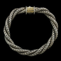 John Hardy Sterling Silver and 18K Yellow Gold Estate Triple Twist Dot Bracelet