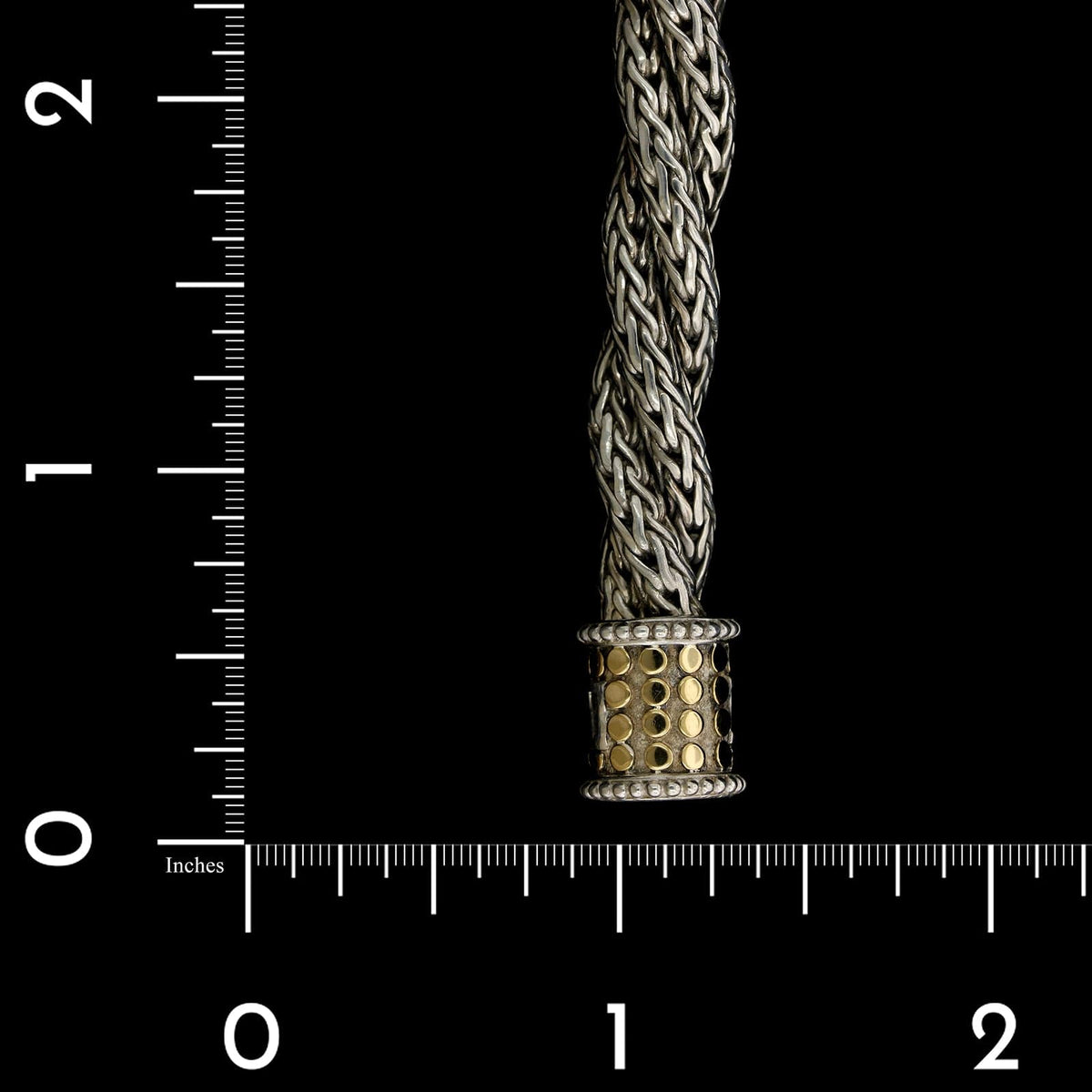John Hardy Sterling Silver and 18K Yellow Gold Estate Triple Twist Dot Bracelet