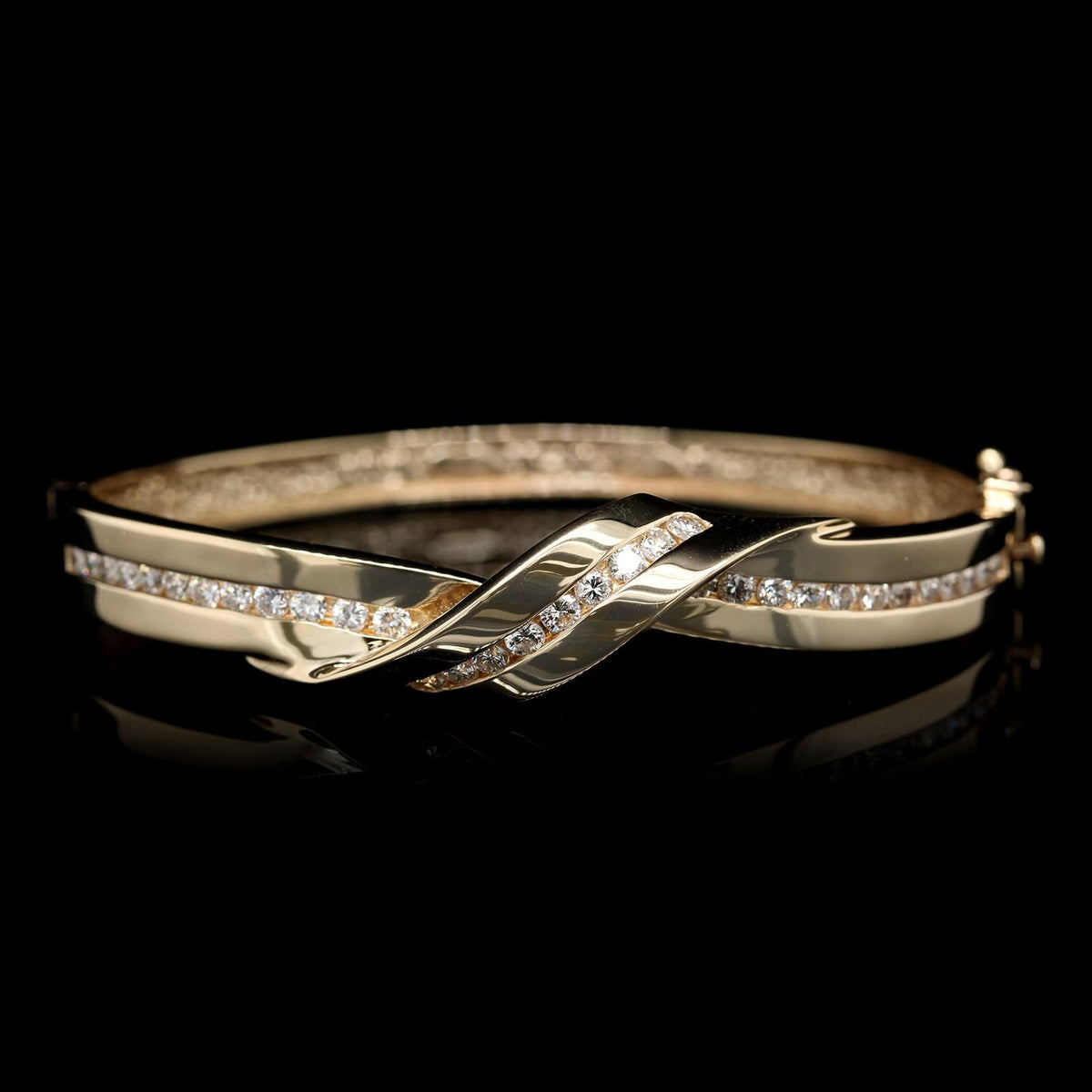 14K Yellow Gold Estate Diamond Bangle