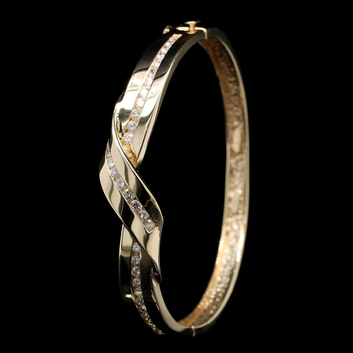 14K Yellow Gold Estate Diamond Bangle