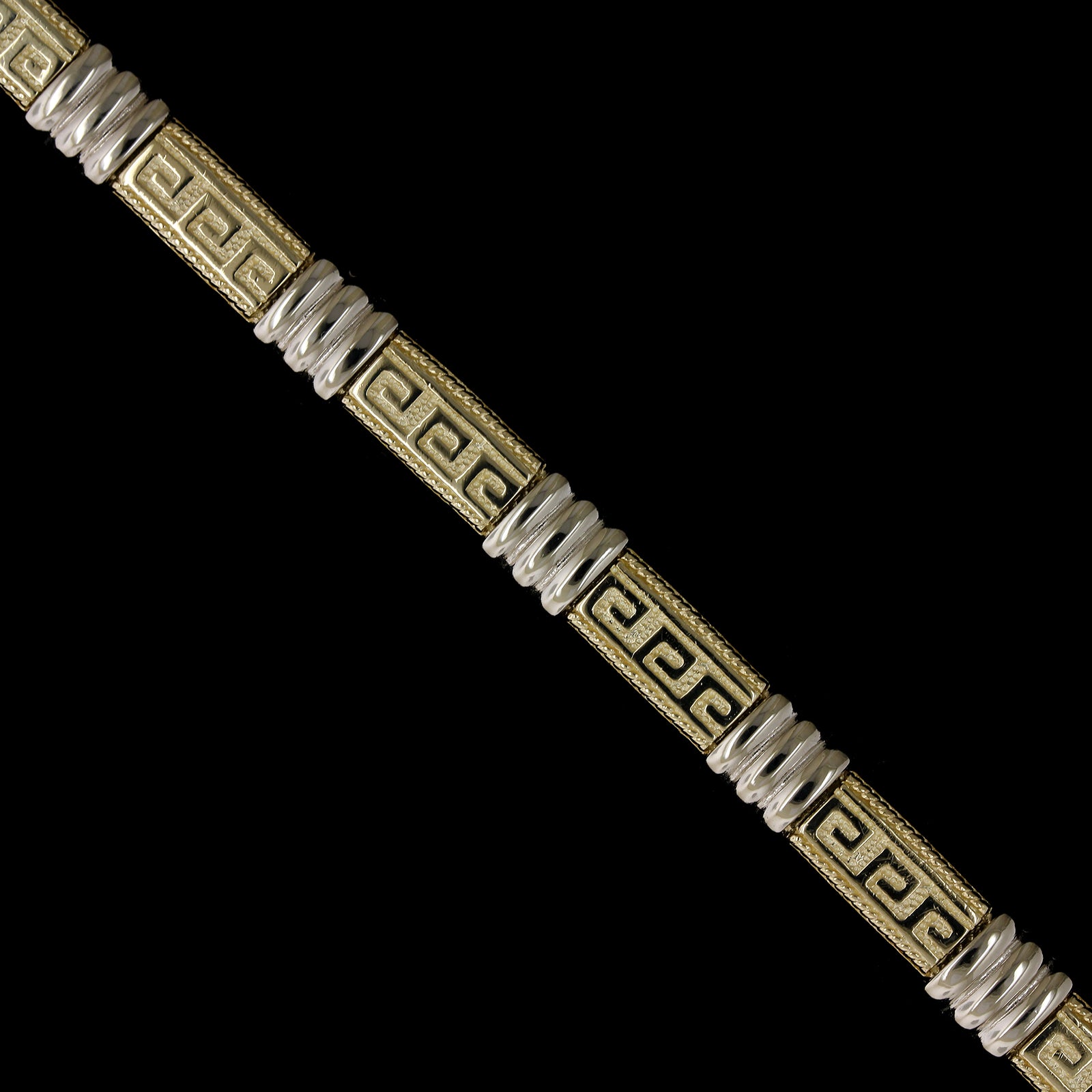 14K Two-tone Gold Estate Greek Key Motif Bracelet