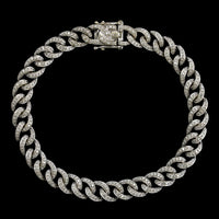 14K White Gold Estate Diamond Curb Link Bracelet