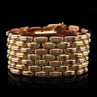 18K Yellow and Rose Gold Estate Wide Seven Row Bracelet