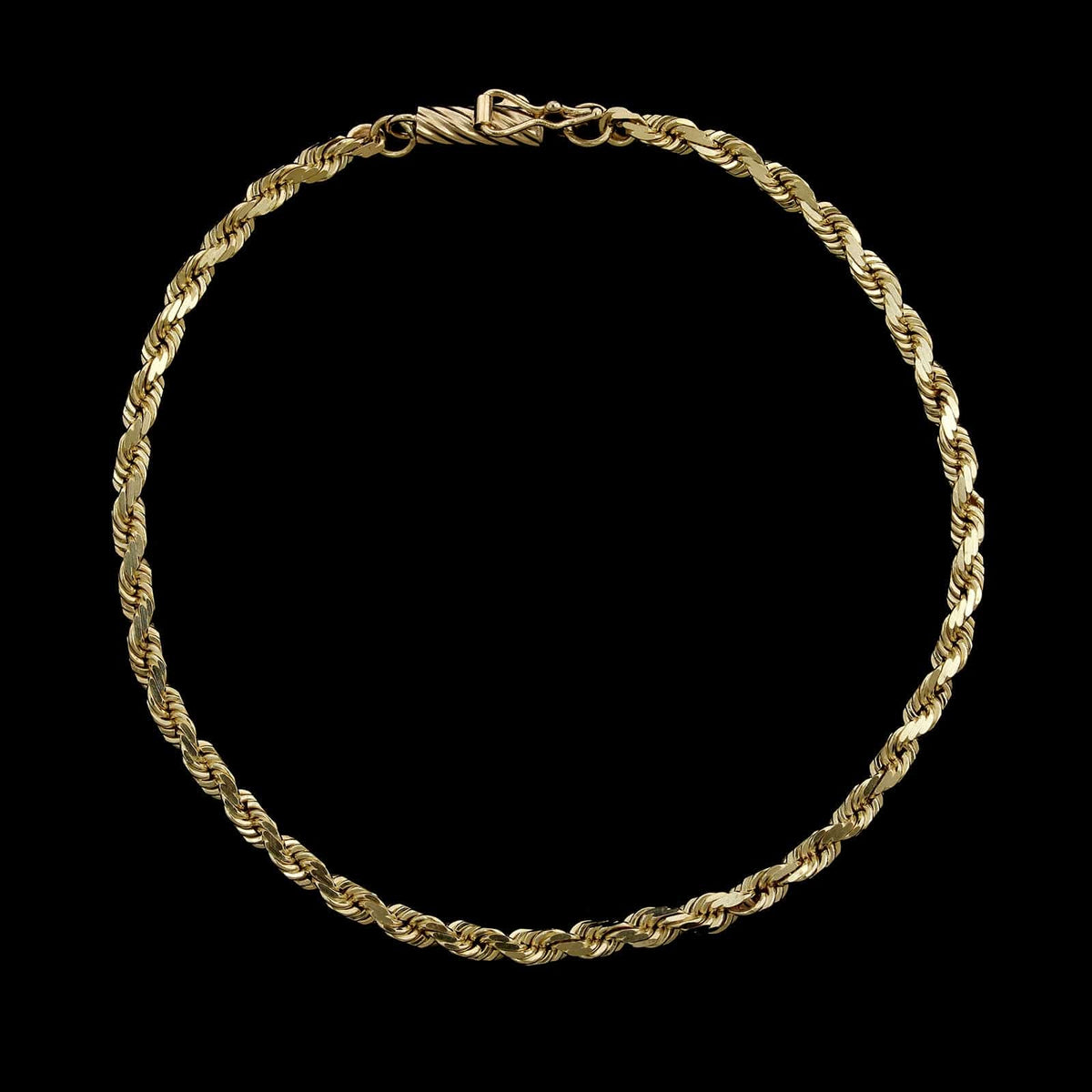 14K Yellow Gold Estate Diamond Cut Rope Bracelet