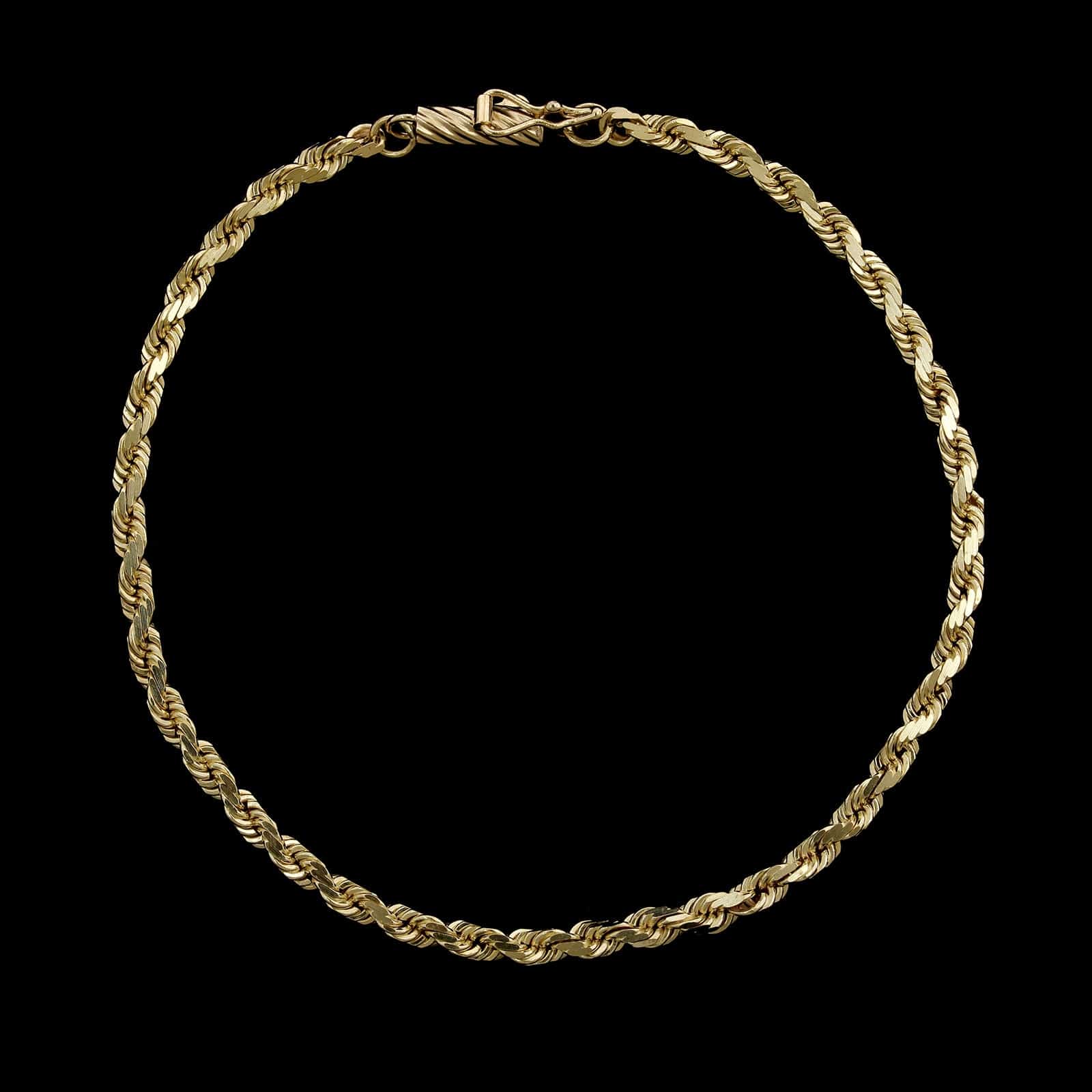 14K Yellow Gold Estate Diamond Cut Rope Bracelet