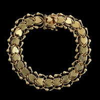 14K Yellow Gold Estate Heart Double Link Charm Bracelet