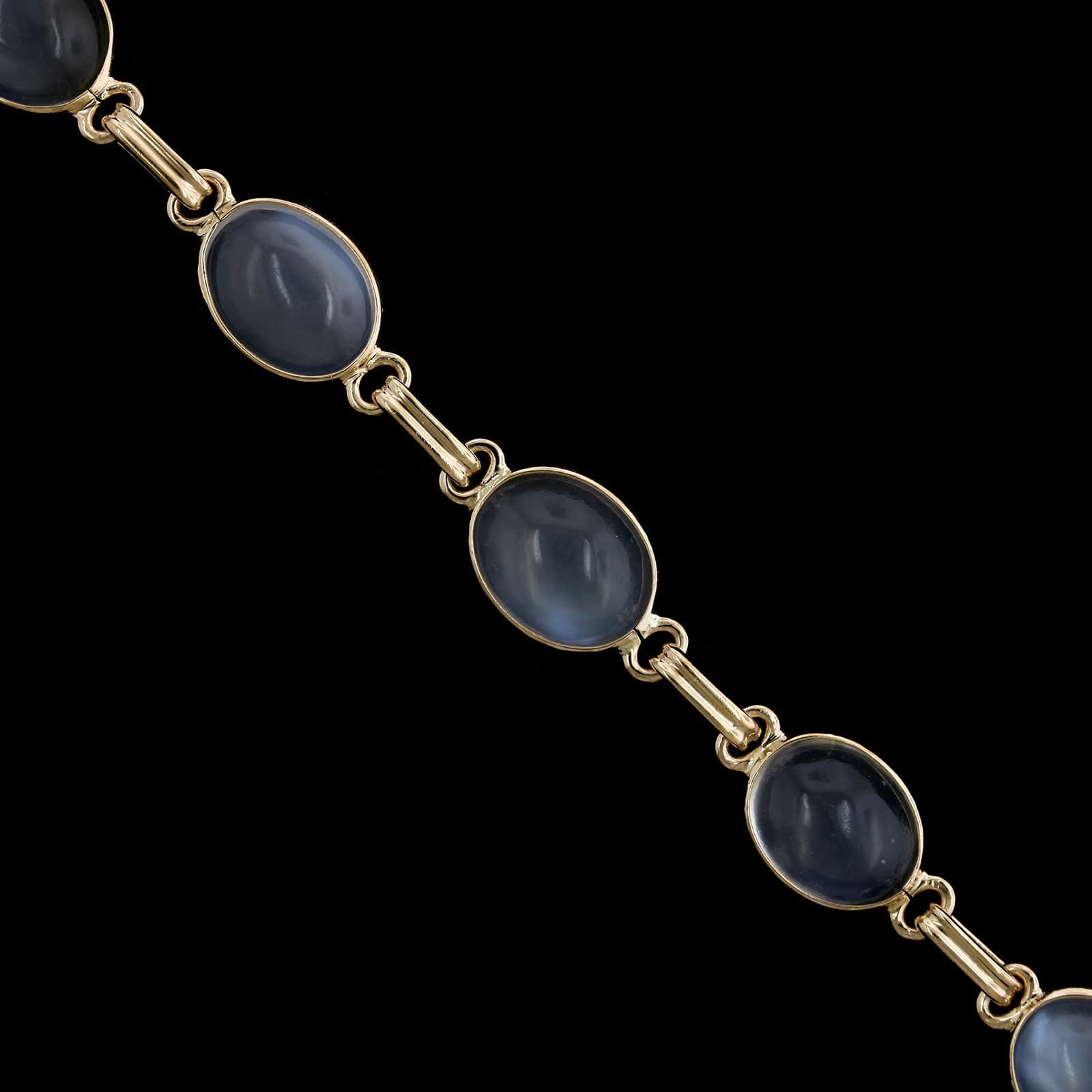 Vintage 14K Yellow Gold Estate Cabachon Moonstone Bracelet