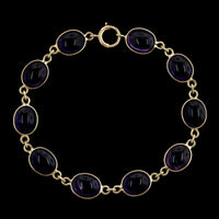 Vintage 14K Yellow Gold Estate Cabochon Amethyst Bracelet