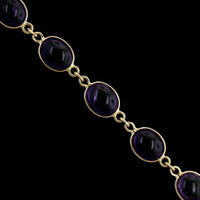 Vintage 14K Yellow Gold Estate Cabochon Amethyst Bracelet