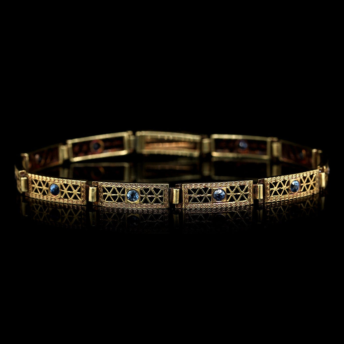 Antique Wordley, Allsop & Bliss 14K Yellow Gold Estate Sapphire Bracelet