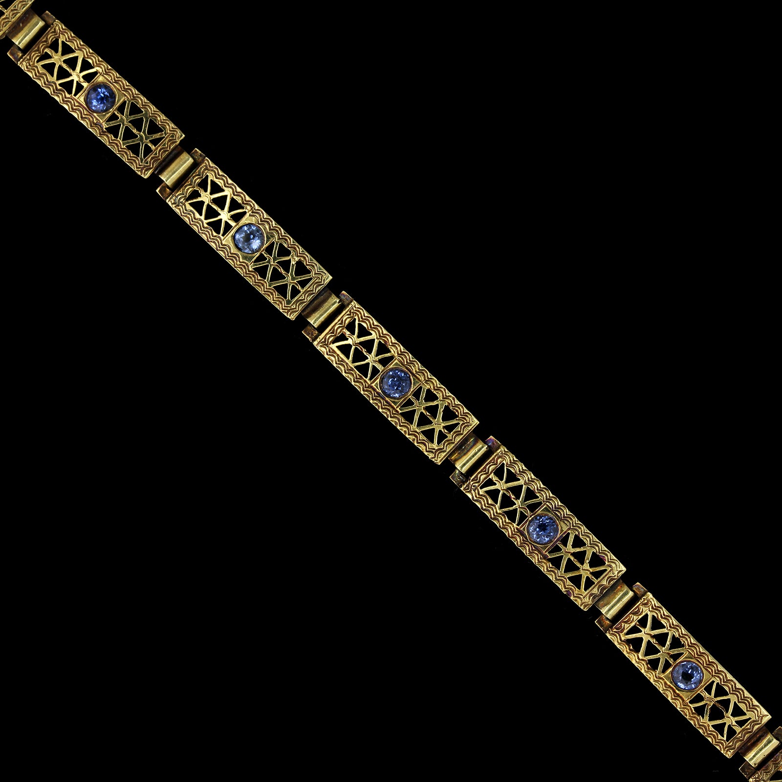 Antique Wordley, Allsop & Bliss 14K Yellow Gold Estate Sapphire Bracelet