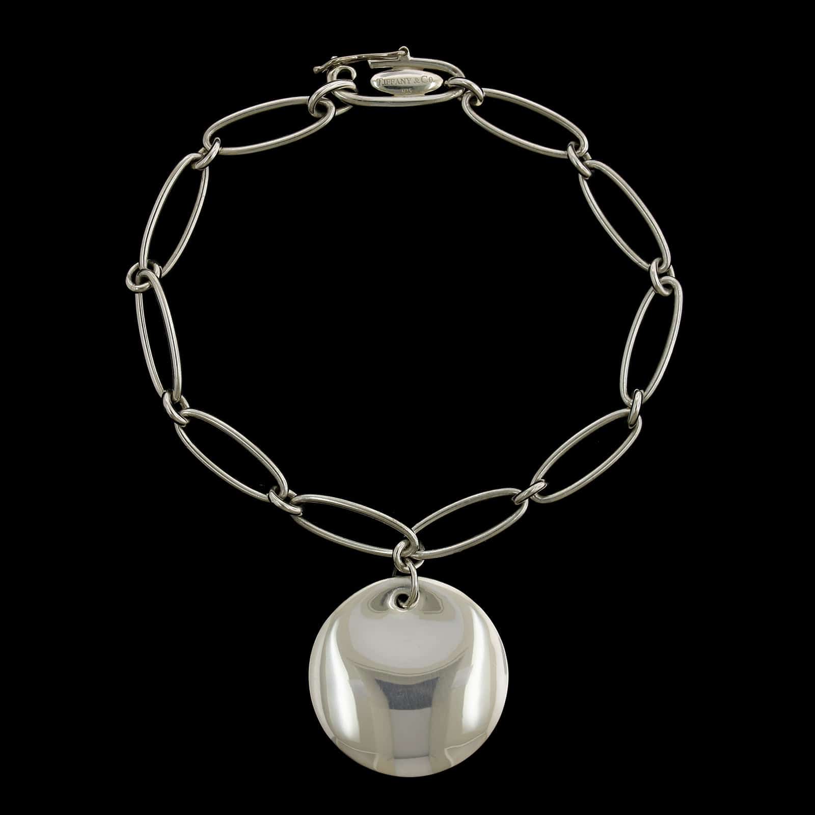 Tiffany & Co. Elsa Peretti Sterling Silver Estate Round Disk Charm Bracelet