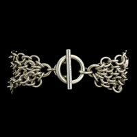 Tiffany & Co. Sterling Silver Estate Multi Strand Puffed Heart Chain Bracelet