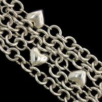 Tiffany & Co. Sterling Silver Estate Multi Strand Puffed Heart Chain Bracelet