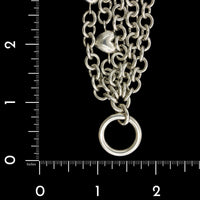 Tiffany & Co. Sterling Silver Estate Multi Strand Puffed Heart Chain Bracelet