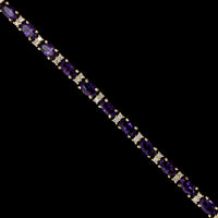 14K Yellow Gold Estate Amethyst and Diamond Bracelet