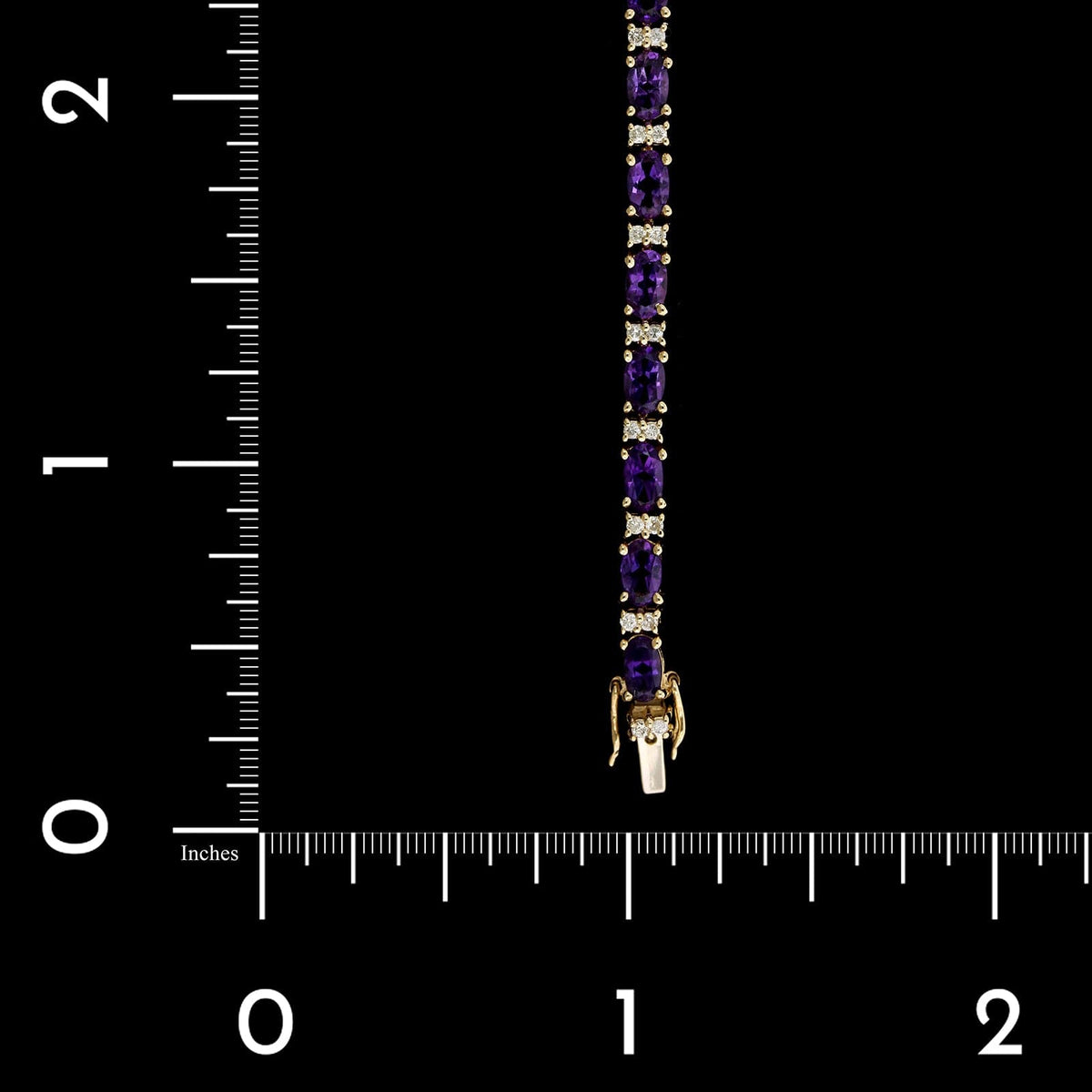 14K Yellow Gold Estate Amethyst and Diamond Bracelet