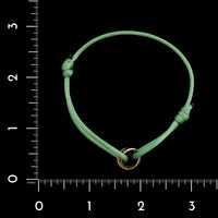 Cartier 18K Tricolor Gold Estate Trinity Bracelet on Green Silk Cord