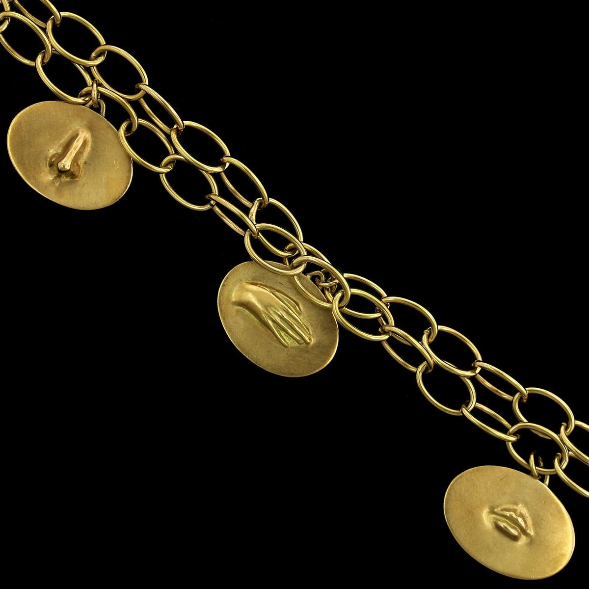 Gabriella Kiss 18K Yellow Gold Estate Double Love Token Bracelet