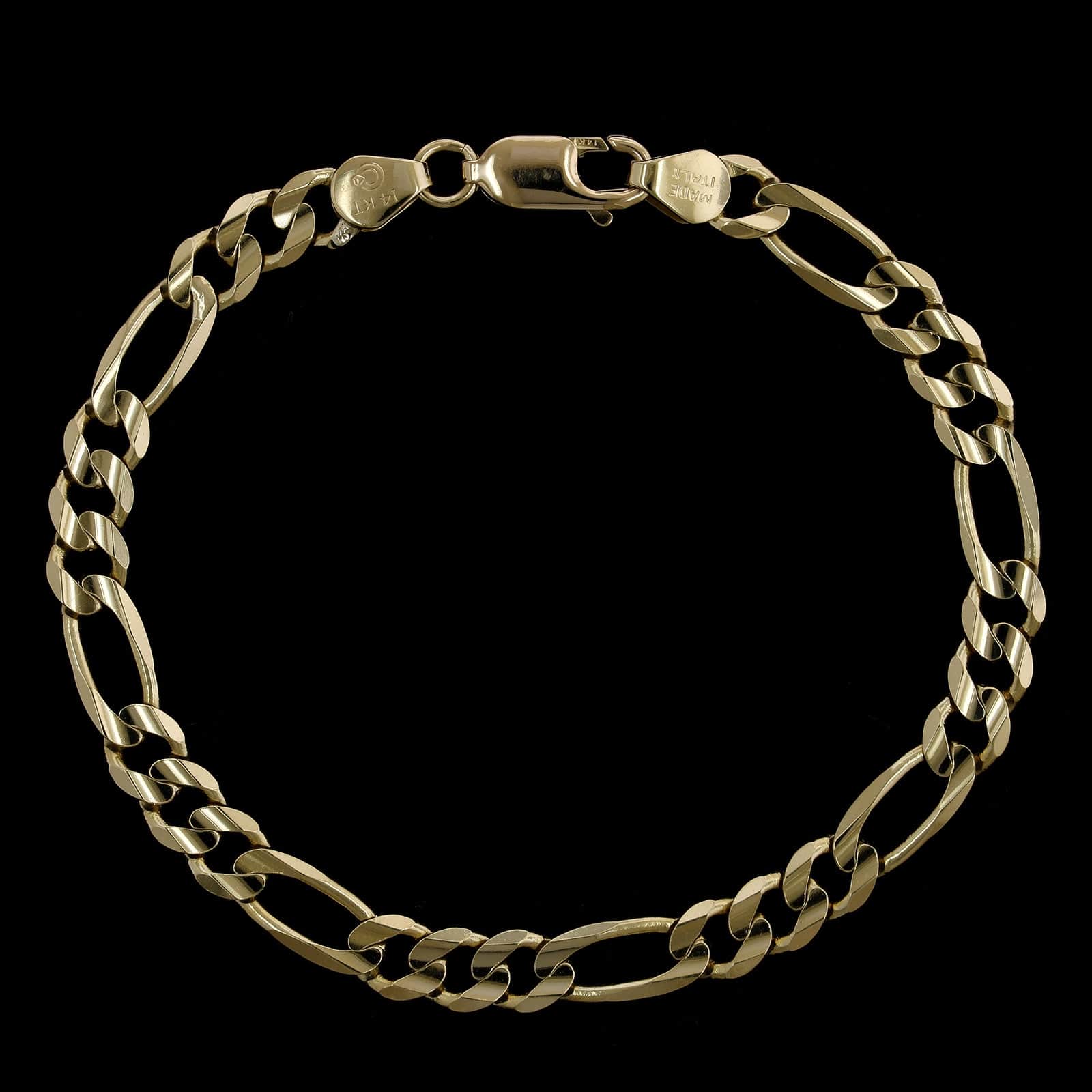 14K Yellow Gold Estate Figaro Link Bracelet
