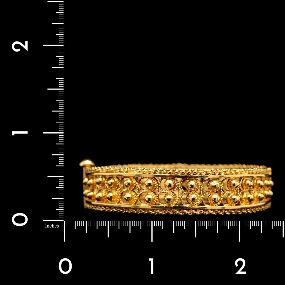 22K Yellow Gold Estate Filigree Hinged Bangle Bracelet