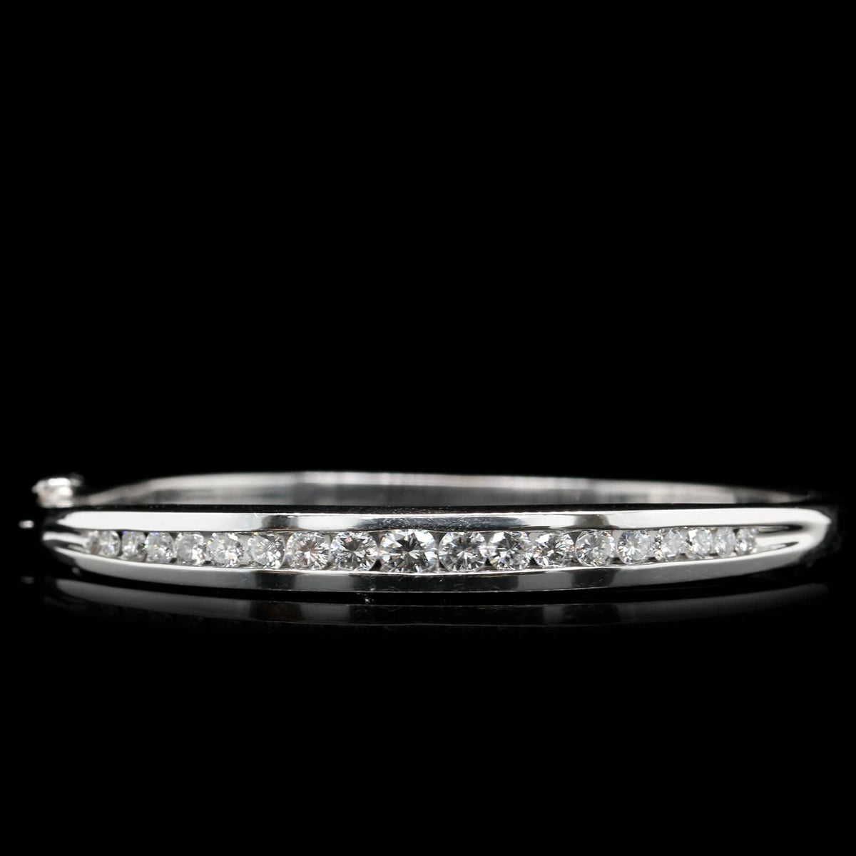 14K White Gold Estate Diamond Bangle