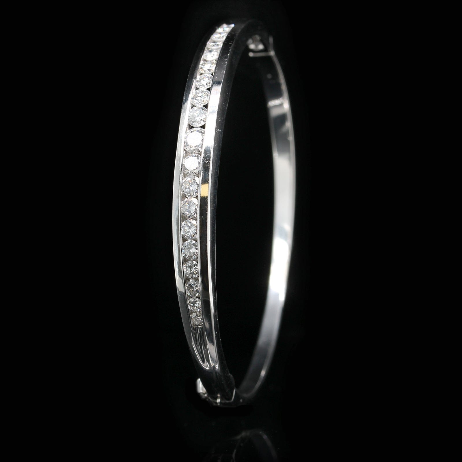 14K White Gold Estate Diamond Bangle
