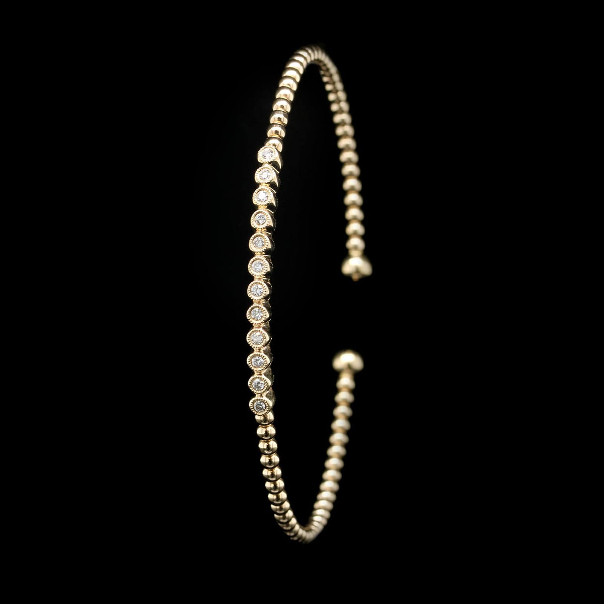 14K Yellow Gold Estate Diamond Cuff Bracelet