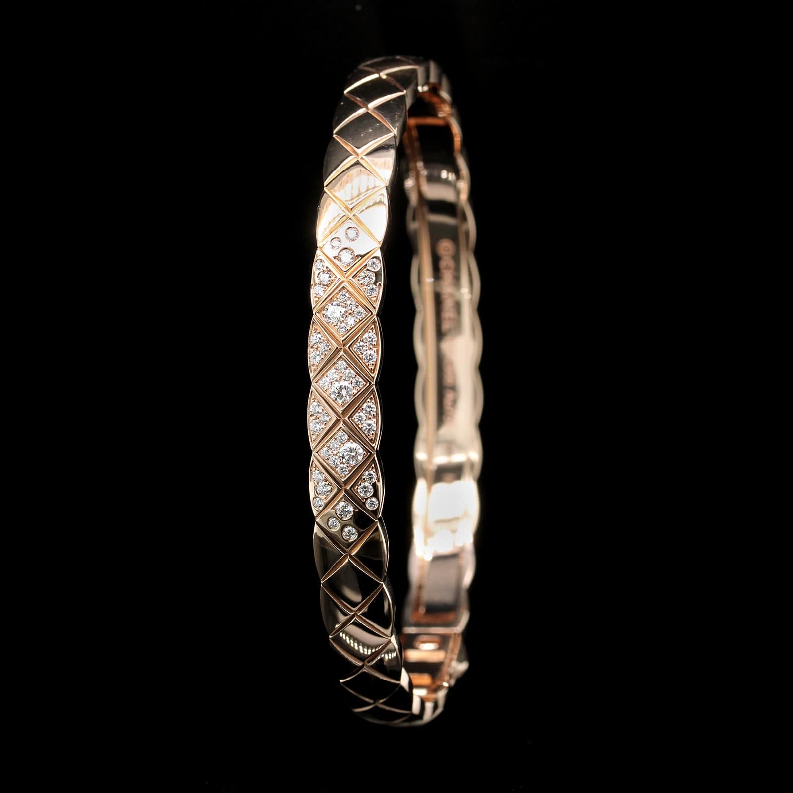 Chanel 18K Beige Gold Estate Diamond Coco Crush Bangle